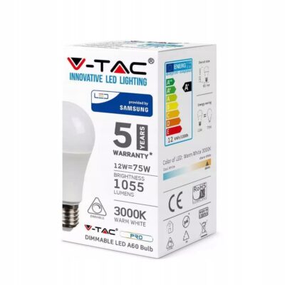 Żarówka LED V-TAC 12W E27 Ściemnialna 4000K 1055lm
