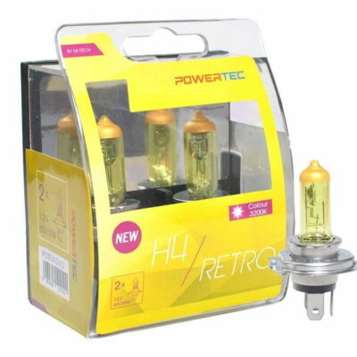 Żarówki POWERTEC retro H4 GOLD ŻÓŁTE 3200K 2szt